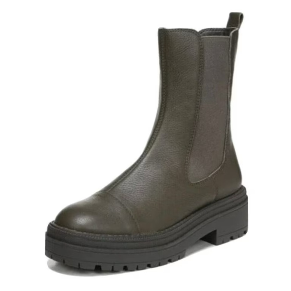 Sam Edelman Wellington Chelsea Boots Leather Lug Sole Size 9.5 Alpine Green
